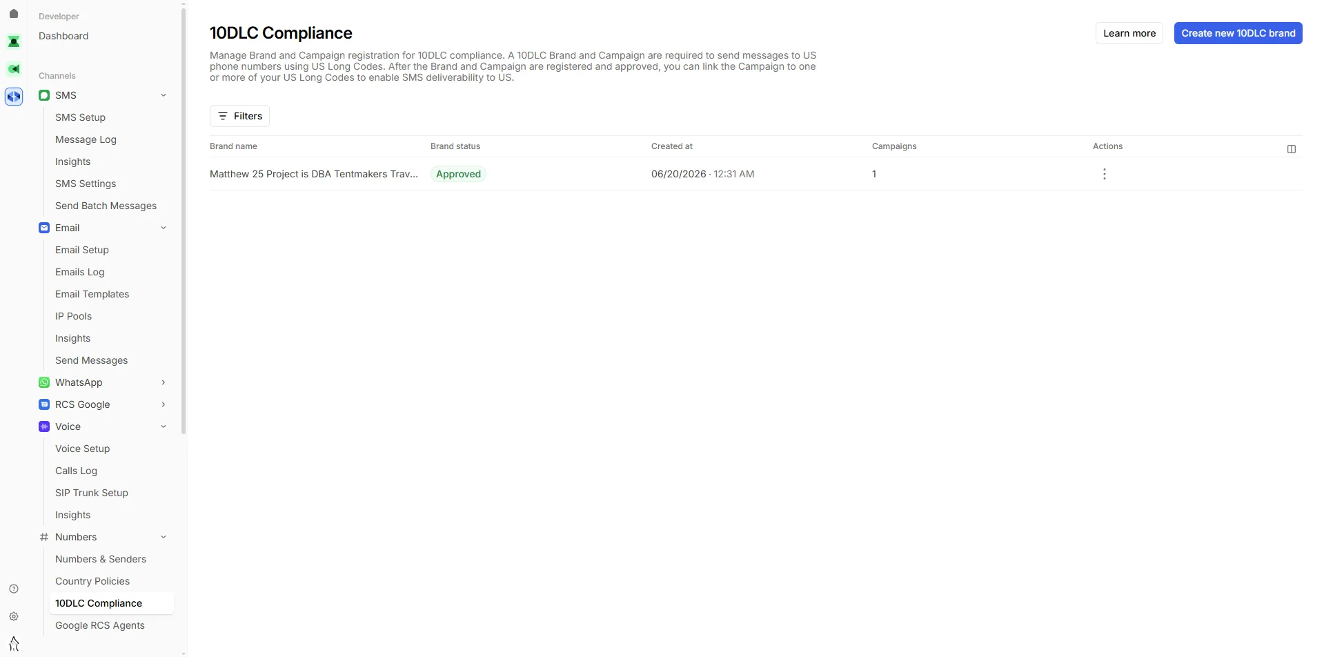 Brand & Campaign approval screenshot